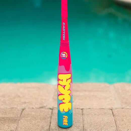 Easton Hype Fire Pool Party bat standing by a pool